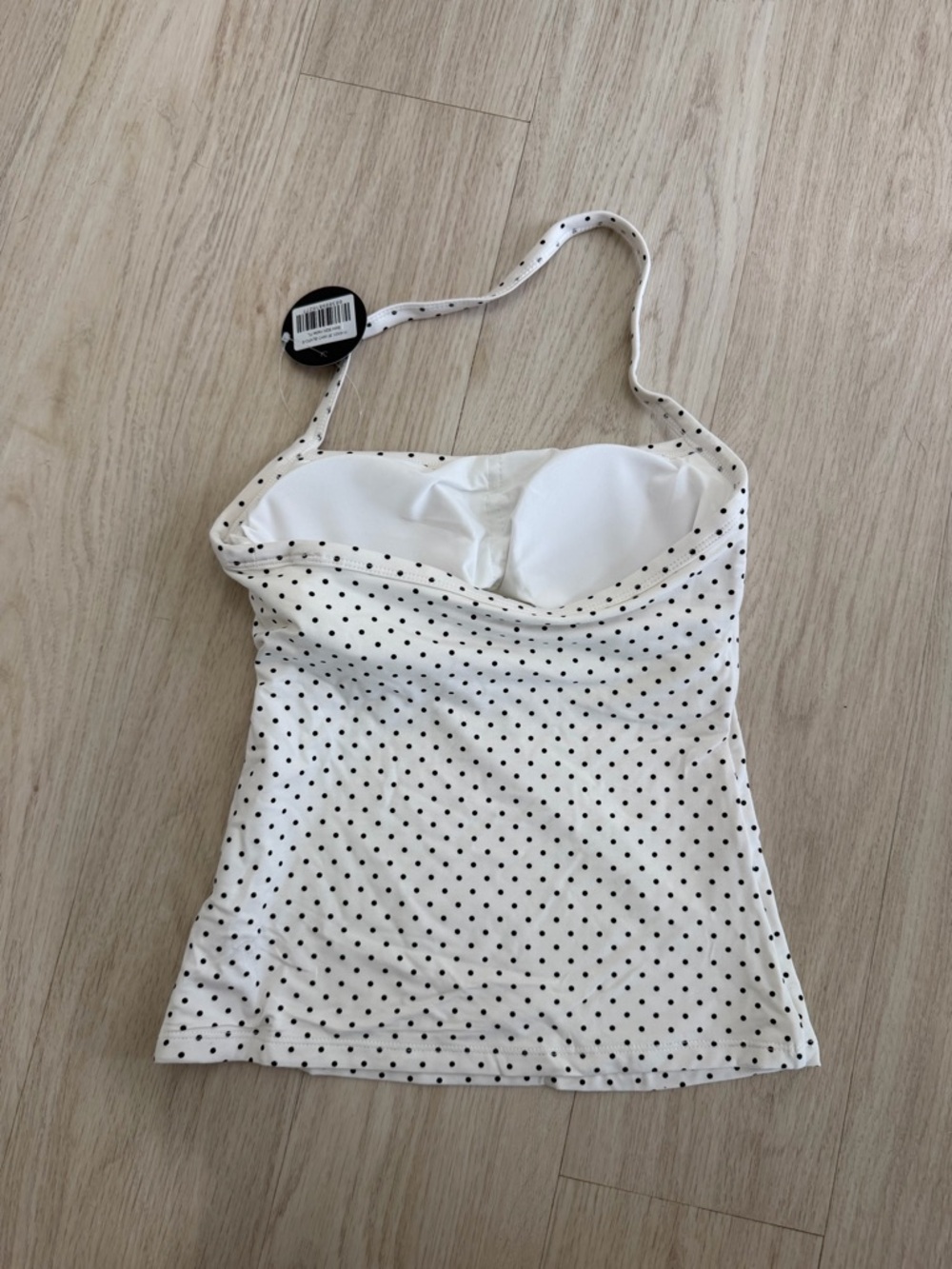 NWT Klassy Network Polka Dot White Halter Tank Top - small - Picture 2 of 3